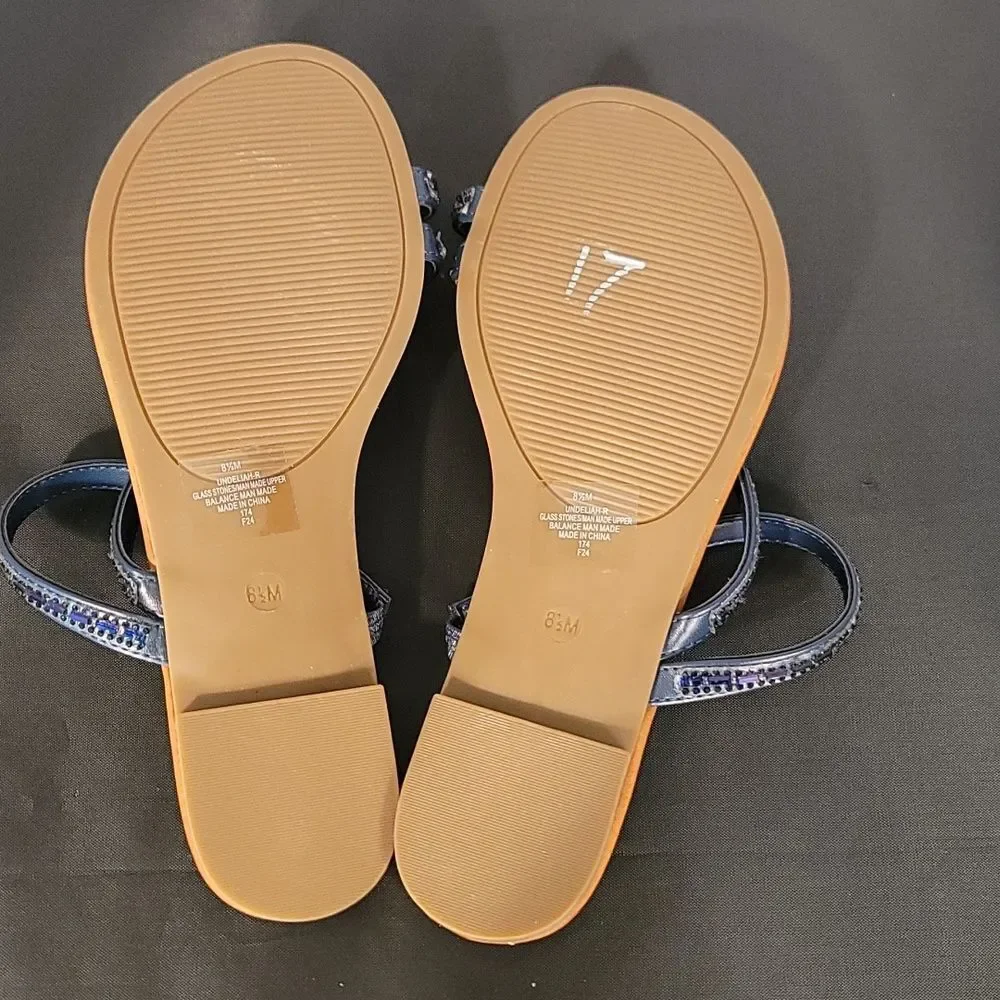 BRAND NEW UNISA UNDERLIAH-R GLASS STONE DOUBLE STRAP OPEN TOE SANDAL